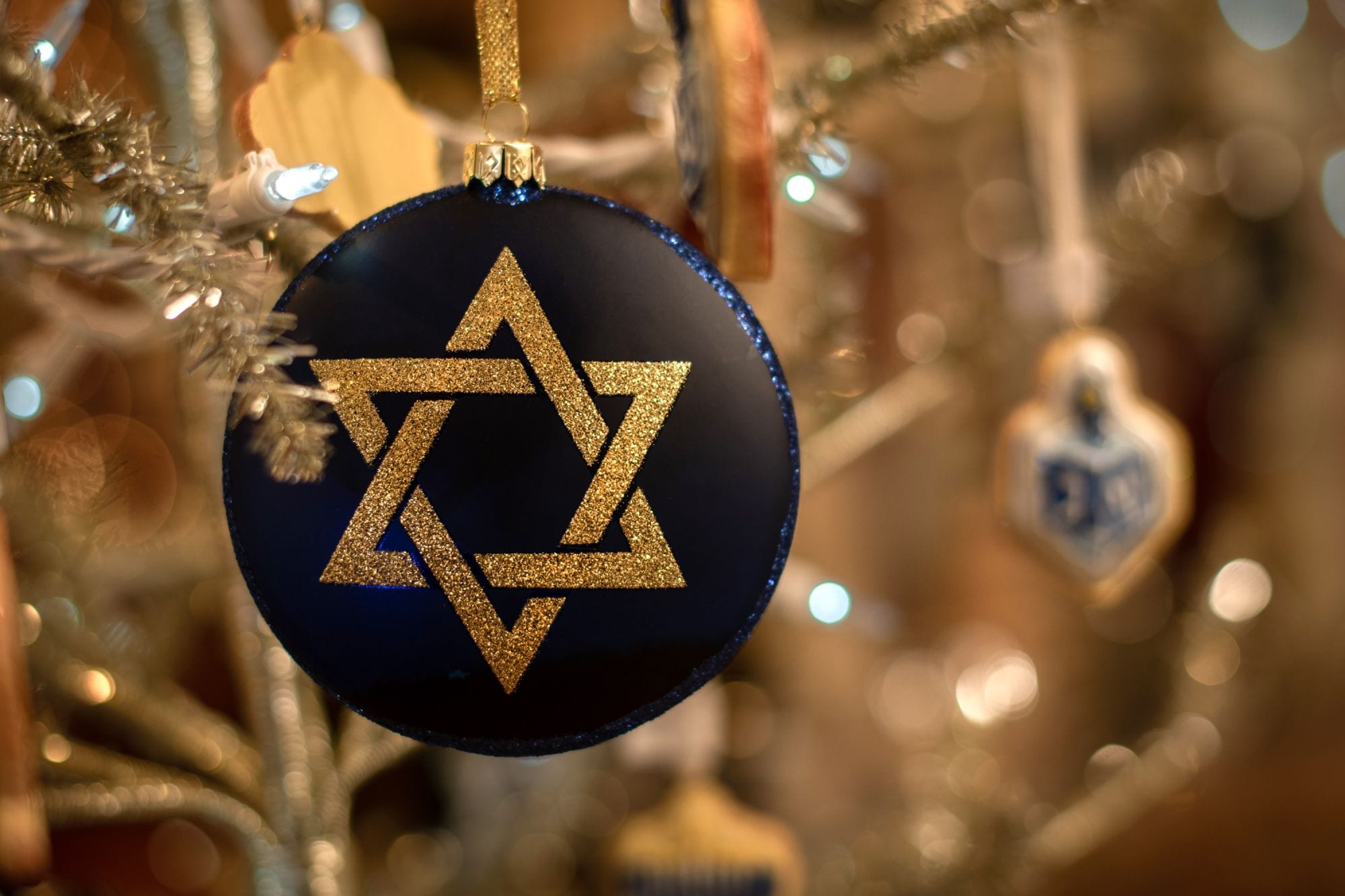Jewish Star of David and dreidel decoration, nut free Hanukkah