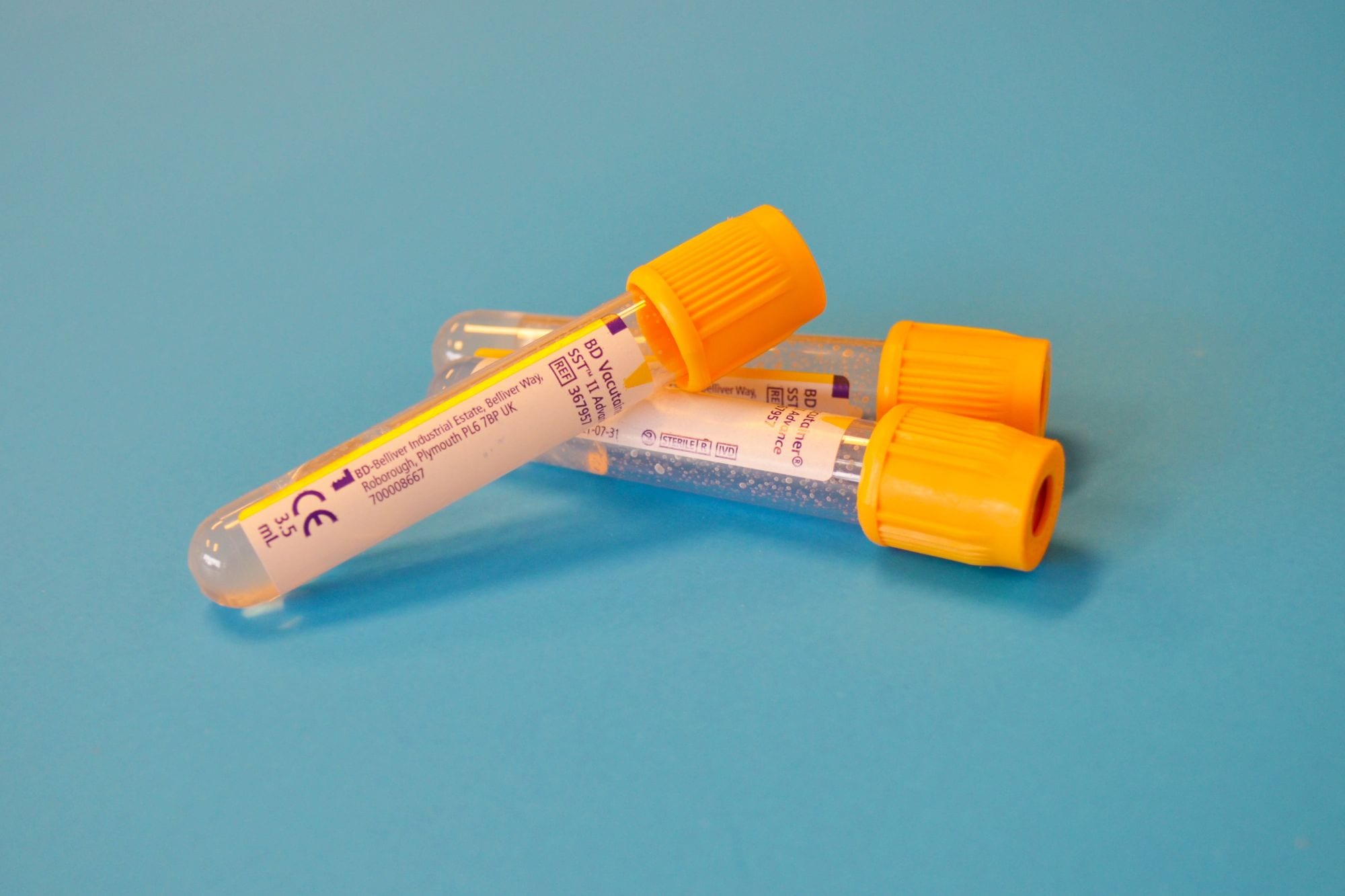 Blood vials for nut allergy blood test
