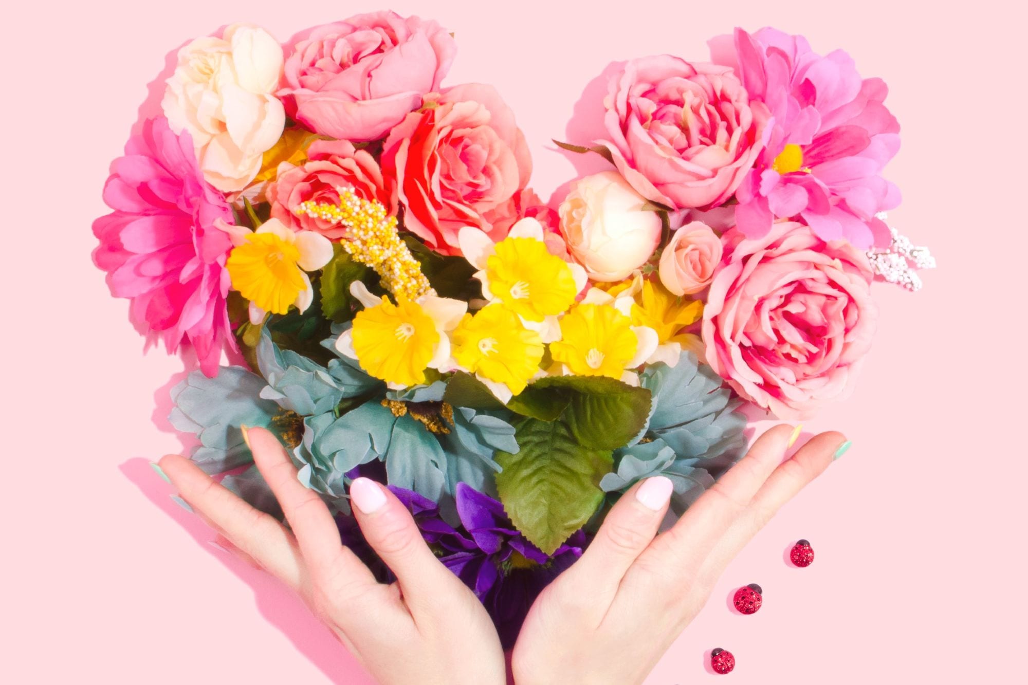 Heart hands flowers, nut-allergic valentine